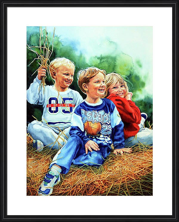 watercolor portrait of three children