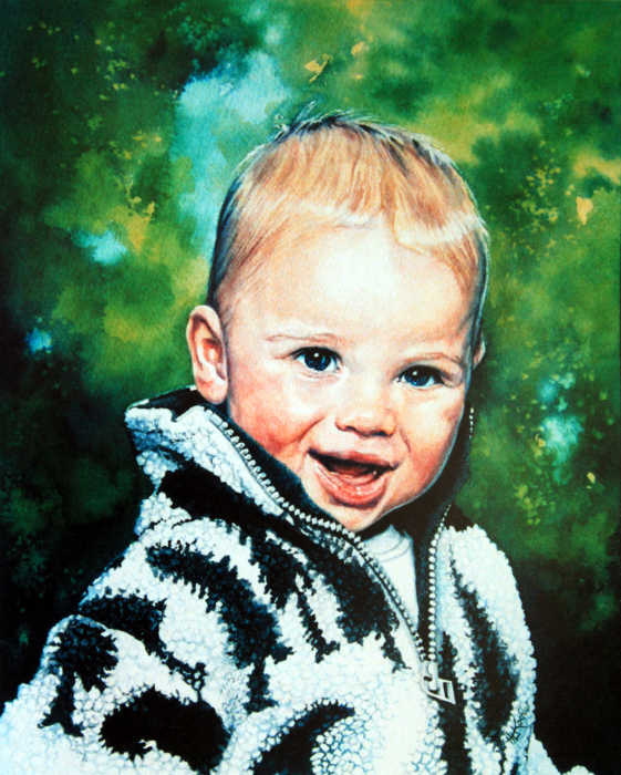 watercolor portrait of a toddler