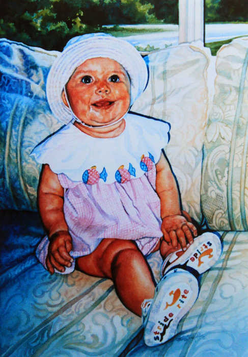 watercolor portrait of baby girl Brooklyn