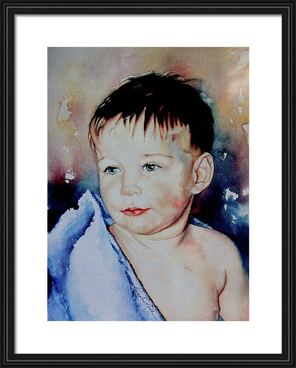 after bath portrait of young boy