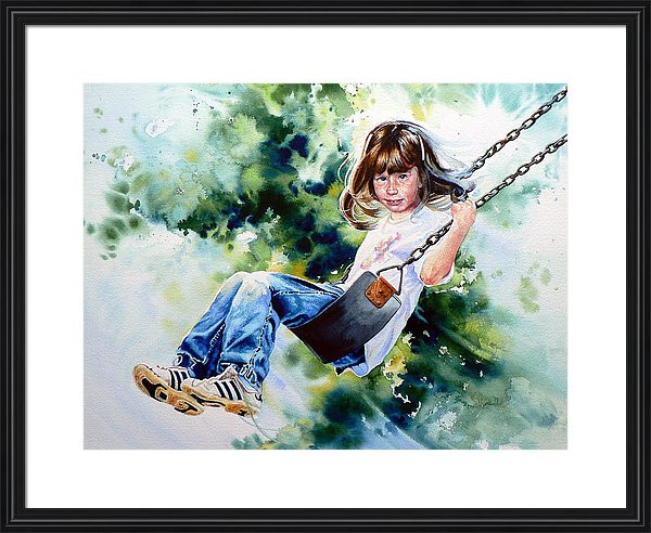 watercolor portrait of a girl on a swing