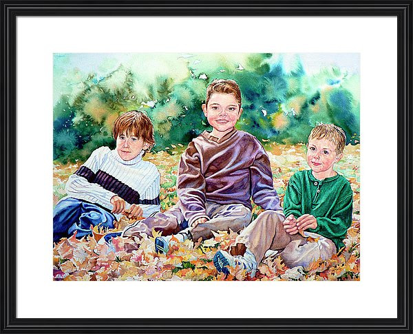 watercolor portrait of three childen
