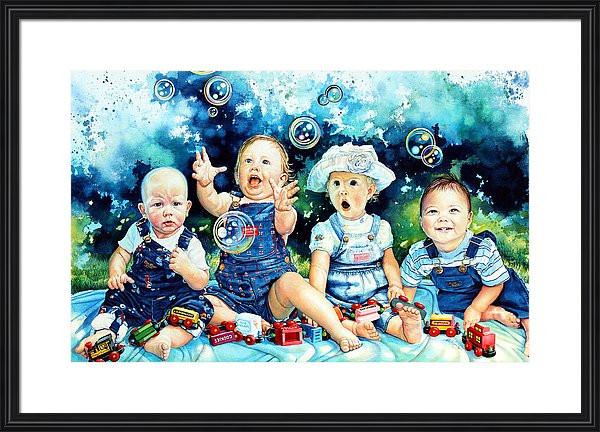 painting of four babies