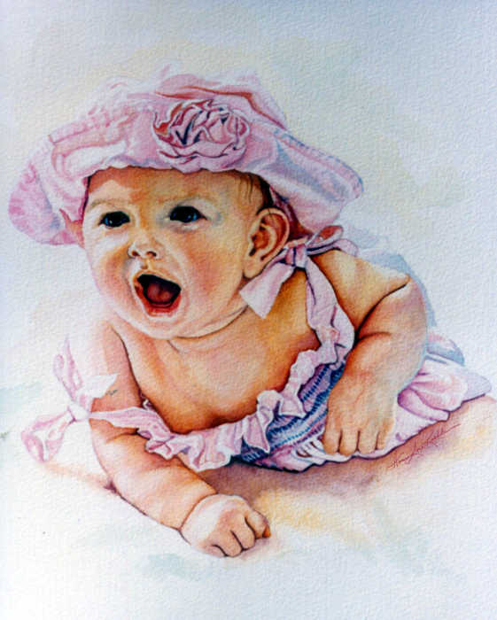 portrait painting of baby girl