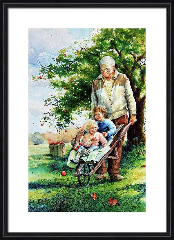 painting of Grandfather playing with grandchildren