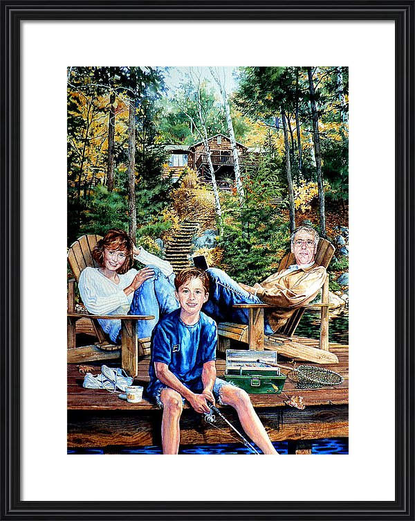painting of family on the cottage dock