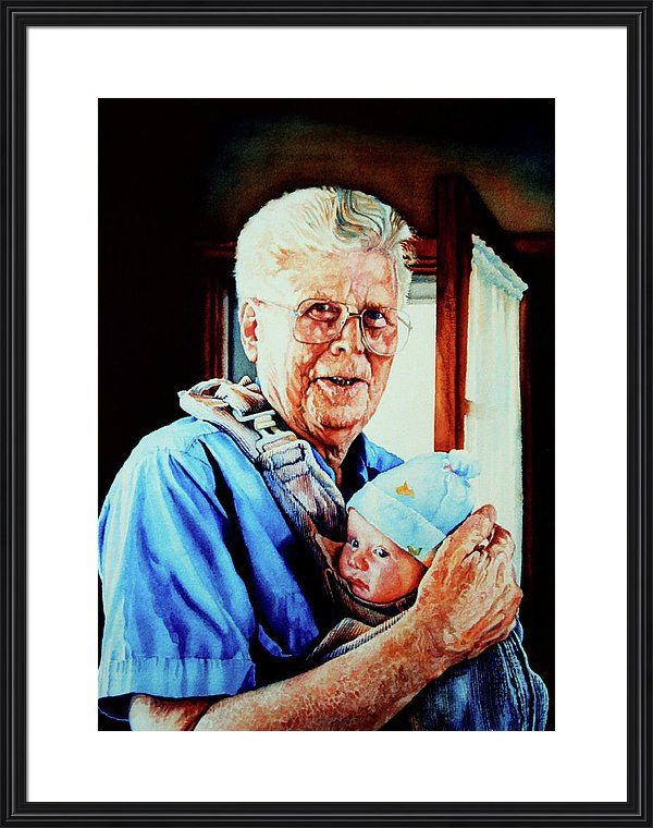 painting of grandfather holding baby
