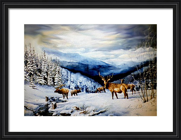 wildlife painting of Elk in the Rocky Mountains