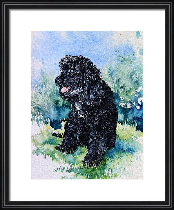 dog portrait painting of a cock-a-poo