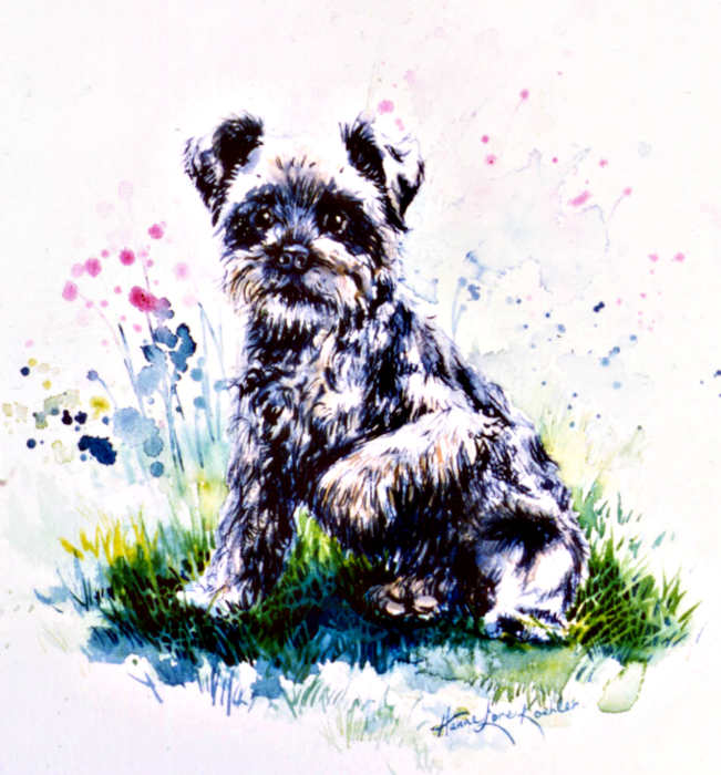 dog portrait watercolor by Hanne Lore Koehler
