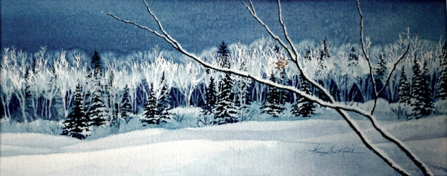 Forest Valley Winter Painting