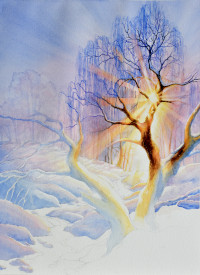 winter landscape painting step 6