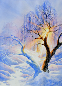 winter landscape painting step 7