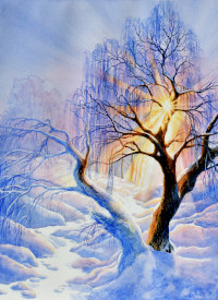 winter landscape painting step 8