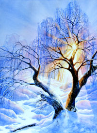 winter landscape painting step 9