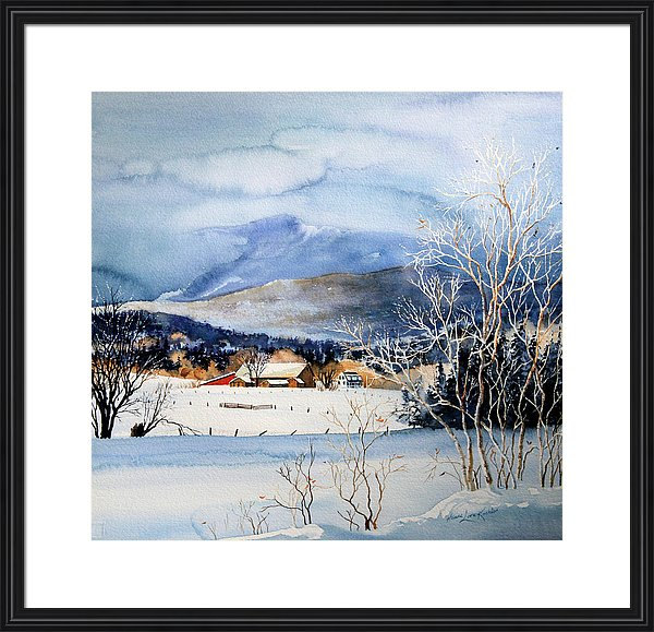 Stowe Valley Winter Snow Farm Painting