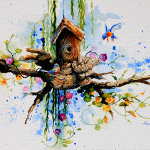 bird house still life painting