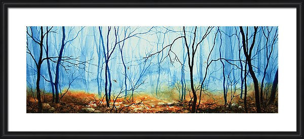 Misty autumn woods painting