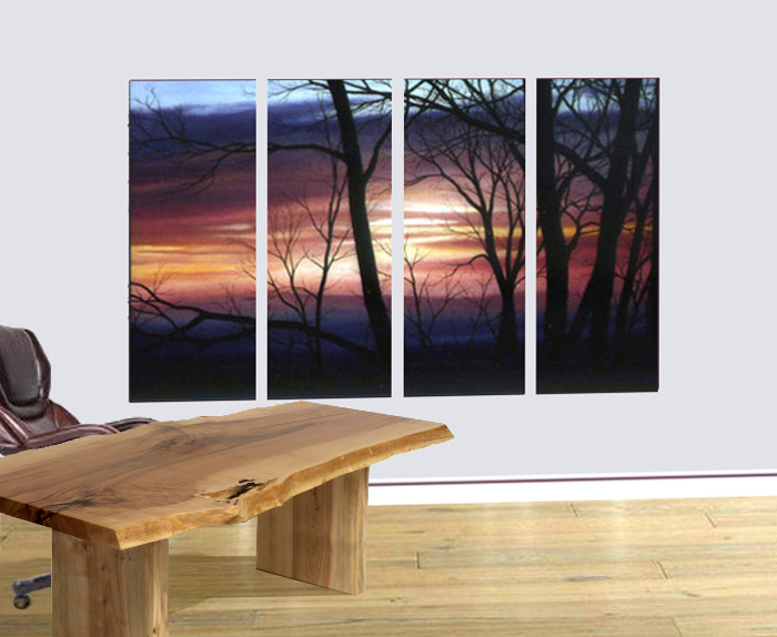 multi-canvas panel landscape painting