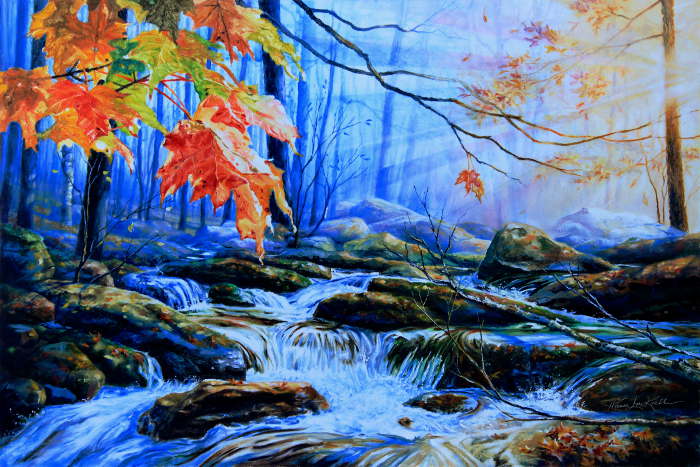 Mill Creek Autumn Woods Sunrise Painting