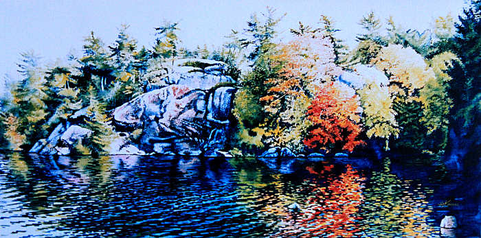 autumn lake landscape painting