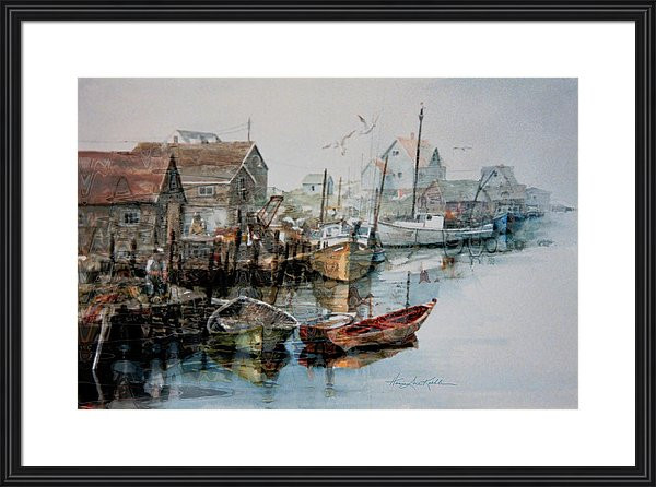 maritime fishing boats and dories painting