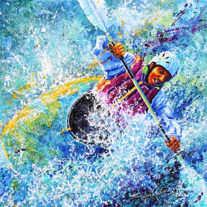 whitewater kayaking painting