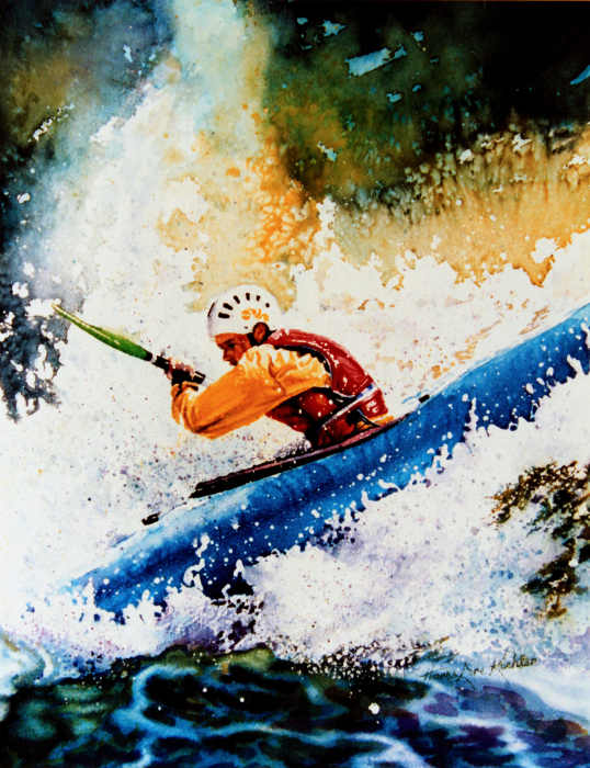 whitewater kayak painting