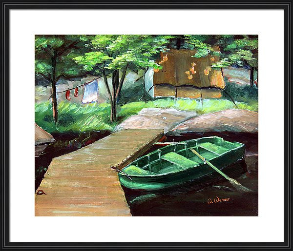 Rowboat At Dock Painting