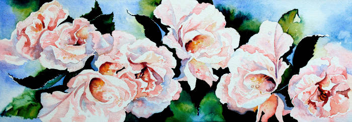 painting of garden roses