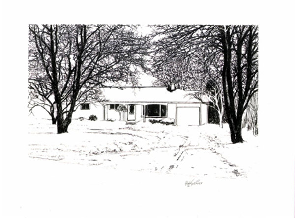 computer generated house portrait drawing