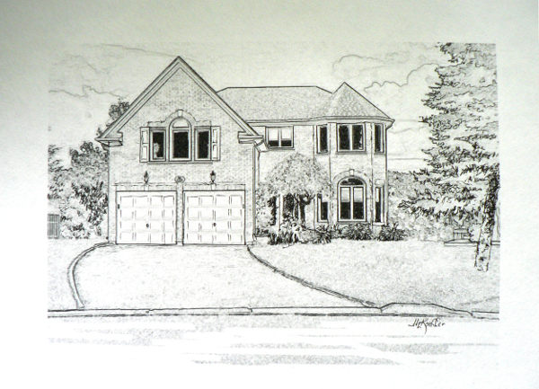 computer house portrait using photo