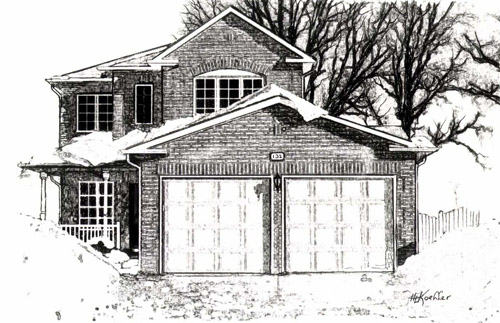 computer drawing house portrait using photo