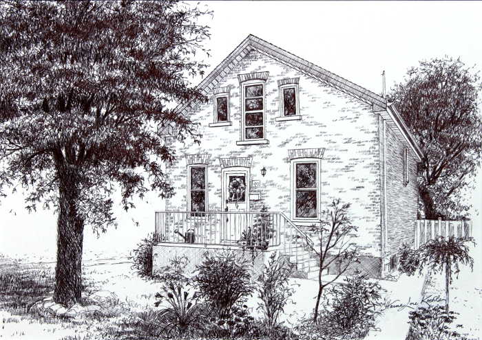 house portrait drawing