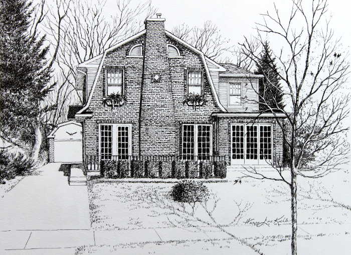 pen and ink house portrait