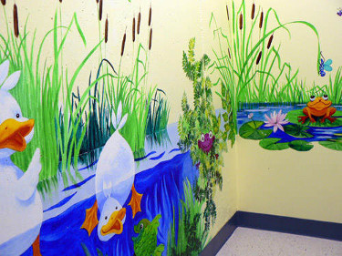 preschool daycare stairway kids mural