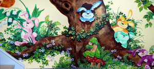 preschool daycare stairway kids mural