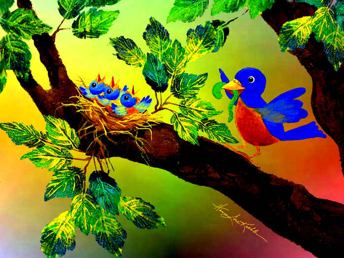 bluebird painting for baby nursery