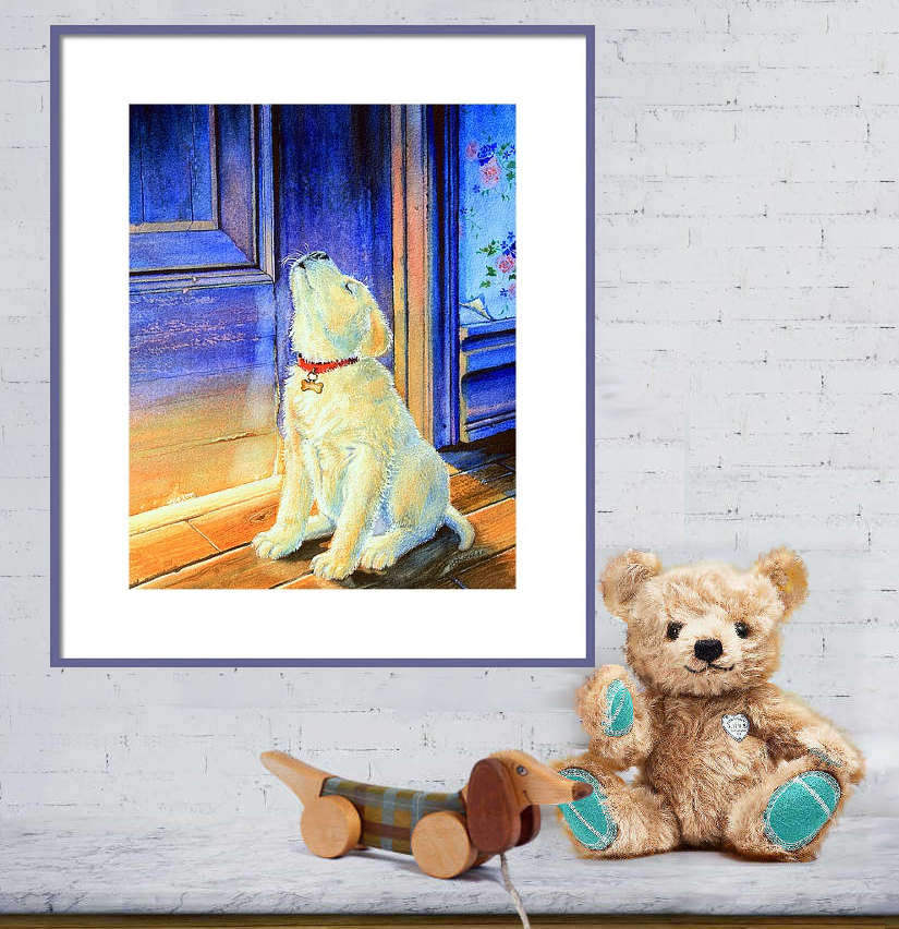 painting of a Lab puppy