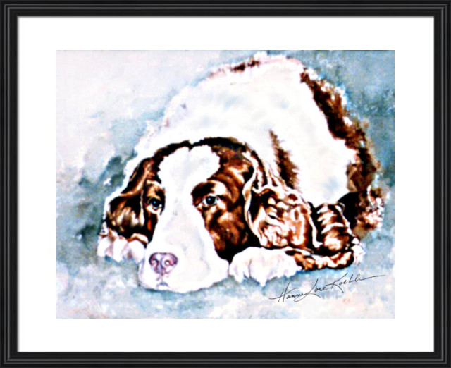 painted dog portrait of a cocker spaniel