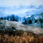 moody spring valley landscape painting