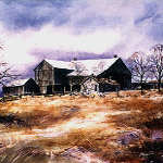 spring farm landscape painting