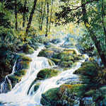 dragonfly creek in the woods painting