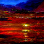 vibrant ocean sunset painting
