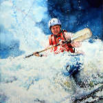 kayaker in white water river