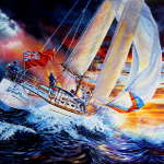 painting of British sailing yacht, StormMeister