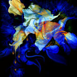 digital painting over watercolor flower
