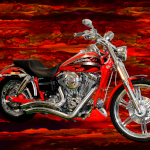 Harley Davidson Red Motorcycle Art