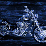 Harley Davidson Blue Midnight Motorcycle Art