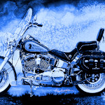Blue Knight Biker Painting